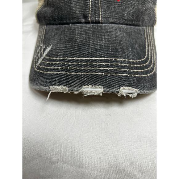 Womans Distressed Look - BOY MOM - Trucker Style Baseball Hat - Picture 4 of 11